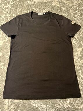 Moncler Black Short Sleeve Logo Patch Crew Tee